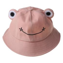 Foldable Cotton Cute Frog Bucket Hat Summer Sunscreen Fisherman Cap Outdoor Fishing Hunting Sunhat280J