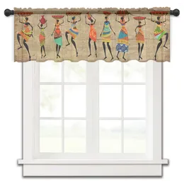 Curtain Ethnic Style African Women Black Folk Costume Small Window Valance Sheer Short Bedroom Home Decor Voile Drapes