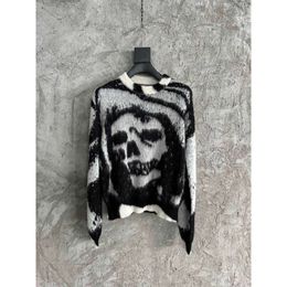 Mens Designer Sweaters Men Clothing Knit Shirt Neck Pullover Cashmere Long Slim Fit Coats Single Row Buckle Mohair Skull Skeleton Print Wool Sweater
