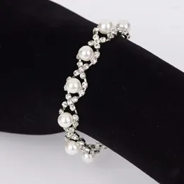 Link Bracelets Ordinary Twist Pearl Woman Rhinestone Geometry Korean Fashion Trendy Crystal Jewellery Charm Gift