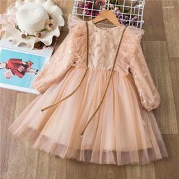 Girl Dresses Korea Sequined Flower Girls Christmas Dress Elegant Children Red Year Costume Kids For Birthday Party