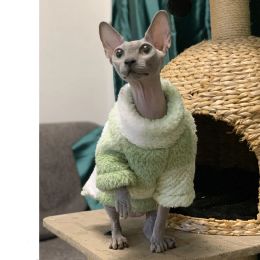 Clothing DoubleSide Warm Sphynx Cat Turtleneck Sweater Hairless Cat Clothes Comfort Winter Coat Thickening Fleece Jacket for Sphynix