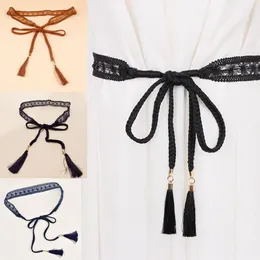 Belts Women Ethnic Style Tassel Belt Fashion Ladies Braided Woven Rope Thin Knot Decorated Waistband Lace Waist For Dress