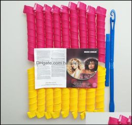 Hair Rollers Care Styling Tools Products 18Pcs 65Cm 30 Curlers Spiral Curls Kit No Heat Corkscrew Waves With 1 Hooks Extra Long 22159989