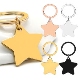 Tags 20Pcs Star Shape Blank Metal Pet Tag With Keyring Stainless Steel Dog Name Plate Steel Pendant Jewellery Making Accessories