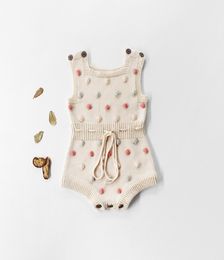 Toddler Baby Girls Rompers Jumpsuit INS New Autumn Infant Polka Dots Knitting Jacquard Vest Kids Girls Sweater Bodysuit Babies One7520201