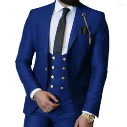 Men's Suits Business Slim Fit Formal Men With Double Breasted Italian Style Waistcoat Groom Tuxedo For Wedding 3 Piece Costume 2024