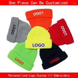 Berets Custom Logo Beanie DIY Personalised Embroidered Design Autumn Winter Warm Knitted Hats For Men Women Team Brand Customise Skull