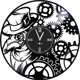 ZK20 Vinyl Record Wall Clock Steampunk-Diameter 12 inch-Made in Europe- Precision Silent Quartz Movement -Best Gift for Fans Style STEAMPANK- Original Design - Home