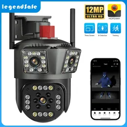 Legendsafe 12MP HD 6K WIFI IP Camera Outdoor Auto Tracking PTZ Three Lens Screen Waterproofwifi Security Video