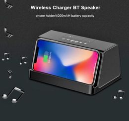 2 in 1 Bluetooth speaker10 W Fast Wireless Charger Hand Call Portable Bass Power Bank Sound Box For Samsung iPhone1666937