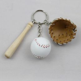 Keychains Mini Baseball Keychain With Wooden Bat And Mifor Sport Theme Party Team Souvenir Athletes Rewards Favours Keyring Gift For Men