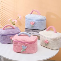 Large Capacity Corduroy Portable, High Aesthetic Value, High-End Bag, Cute Instagram Makeup Storage Bag 987113