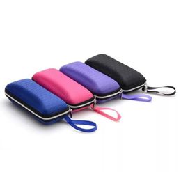 4color Rectangle Sunglasses Case pressureproof Zipper Crush Resistance Small Hard Eye glasses Eyewear Protector Box with lanyard 2053207