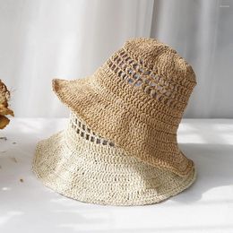 Berets 2024 Womens Straw Hats Crochet Hat Bucket UV Protection Sun Visor Beach Women Visors Ladies Hollow Out Summer Cap