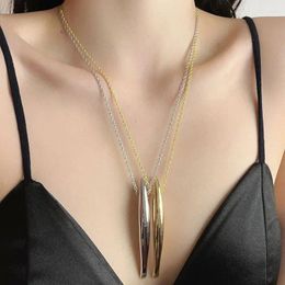 Pendant Necklaces Fashion Simple Gold Silver Colour Atching Mirror Metal Sardine Necklace Women's Banquet Senior Sense Clavicle Chainn