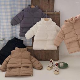Down Coat 2024 Winter Baby Clothes Boys Girls Full Sleeve Mid Length Parkas Cotton Vest Warm Thicken Suit Toddler Children Clothing