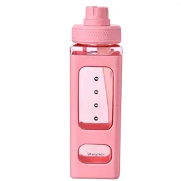 Water Bottles Cute Kids With Straw Plastic Portable Square Drinking Bottle Fruit Juice Travel For