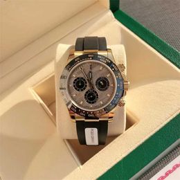 40% OFF watch Watch With original box Mens 40mm Rubber Strap Stainless Steel Case Three Eyes Sapphire Waterproof Automatic machinery Luxusuhr montre de luxe 88