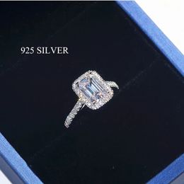 Handmade Emerald cut 2ct Lab Diamond Ring 925 sterling silver Engagement Wedding band Rings for Women Bridal Fine Party Jewellery 240228