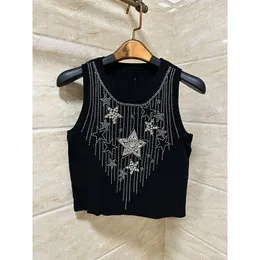 Designer Women's Star Pattern Knits 2024 New Summer Women's Sequin Shinning Tanks Lady Sleeveless Vest Fashion Vest Woman Casual Tops