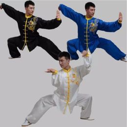Wholesale Chinese Style Men Women Tai Chi Clothing Embroidered Dragon Kung Fu Martial arts Uniform Suit Casual Outdoor Sport Jacket Pants Sets