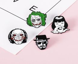 Pins Cartoon Clown Brooch Movie Avatar SAW Halloween Funny SAW Mask Brooch Alloy Clothing Pin Brooch Badge9440789