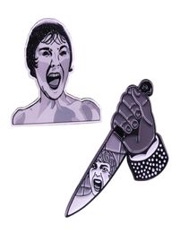 Classic Horror Movie Psycho Scream Pin Collection Holding Knife Hand Badge Classic Shower Murder Brooch1197558