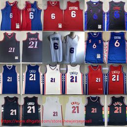 Custom XS-6XL Kids Women Man Classic Retro Basketball 21 Joel Embiid Jersey youth boys Stitched 6 Julius Erving Jerseys Red Blue White Black Vintage Shirts