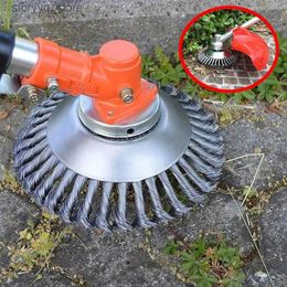 Cleaning Brushes Weed Brush For Bermmower 6-8 Inch Wire Brush Machine Garden Cleaner Tools Rust And Moss Removal Steel Scrub Trimmer Rotary HeadL240304