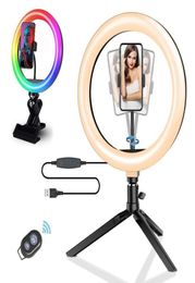 Ring Light USB LED Selfie Brightness With Desktop Tripod Cell Phone Holder For Pography Makeup Live YouTube Videos Flash Heads5098720