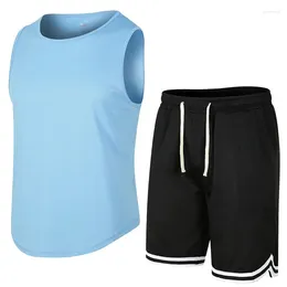 Men's Tracksuits 2024 Sports Sets Round Neck Tracksuit T-Shirt Set Outdoor Casual Vest Shorts 2Pcs Clothes Suit