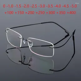 Sunglasses Ultralight Coating Frameless Myopia Glasses -1.0 -1.5 -2.0 To -5.0 Rimless Super Light Stainless Steel Hyperopia 1.0 2.0 4.0