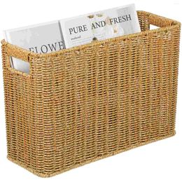 Storage Bottles Imitation Rattan Weave Baseballs Japanese Style Bin Large Capacity Hollow Handle Woven Desktop Finishing