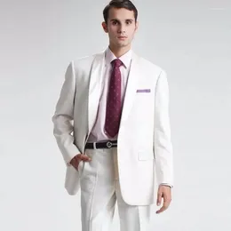 Men's Suits Luxury Wedding White Full Set Terno Single Breasted Shawl Lapel Elegant Outfits 2 Piece Jacket Pants 2024