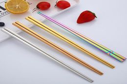 Colorful Chopsticks Whole Glossy Gold Chopsticks Wedding Stainless Steel 304 Square Golden Chopsticks Restaurant Good Quality 9621847