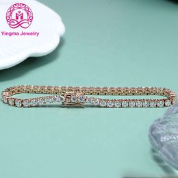 High End Moissanite Jewellery 7inches 3mm d Vvs1 Moissanite Diamond Real Rose Gold 14k Tennis Bracelet for Men Women