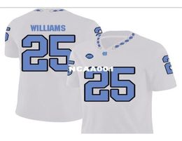 2019 NEW 001 UNC Tarheels Javonte Williams 25 real Full embroidery College Jersey Size S4XL or custom any name or number jersey8582466