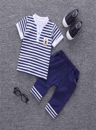 Summer Kids Sailor Suit Striped T shirt Short Pants For Toddler Boys Clothes Sets born Baby Outfits 1 2 3 4 Years 2107273833912