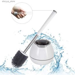 Cleaning Brushes Eyliden TPR Toilet Brush with a Thoughtful Designed Tweezer and Holder Set Silicone Bristles for Bathroom Commode CleaningL240304