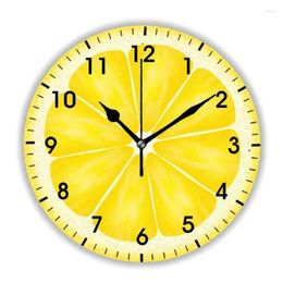 Wall Clocks 3D Yellow Citrus Fruit Slice Round Clock For Kitchen Living Room Tropical Art Watch Home Decor Gift