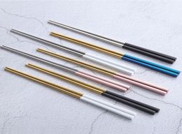 304 Stainless Steel Chopsticks Gold Black Silver Square Chopsticks Bar Restaurant Kitchen Supplies Christmas Party Utensil 18 Colo9716363