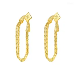 Dangle Earrings Ins Unique Gold Colour Long Tassel Female Trendy Brand Niche Design High-End Fashion All-Match Jewellery Gift Accessories