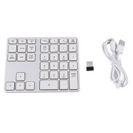 Keyboards Bluetooth 5.0 Wireless Numeric Keypad 35 Keys Digital Keyboard for Windows Android PC Tablet Laptop,Silver White
