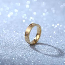As Original designer logo engrave 6mm diamond LOVE Ring 18K Gold Silver Rose 750 Stainless Steel Rings Women men lovers wedding Jewellery gift big USA size 6 7 8 9 10 oh