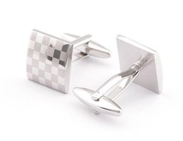Luxury Silver Cufflinks With Laser Pattern Shirt Cuff link For Men New Brand Square Wedding Cufflinks Gift For Fathers Day2237731