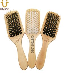 MOQ 100pcs Customise LOGO Square Paddle Hair Brush with Soft Cushion Detangling Flat Hygienical Barber Shop Air Brushes Comb3334699