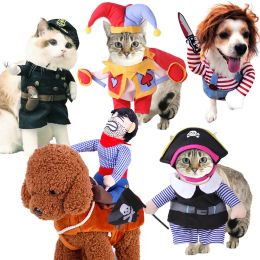 Jackets Cute Halloween Pet Costumes Cosplay Vampire Police Cowboy Pirate for Small Dog Cat Kitten Puppy Dress Kawaii Pet Clothes