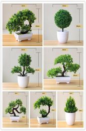 Artificial Plants Potted Bonsai Green Small Tree Fake Flowers Ornaments for Home Garden el Decorations4590549