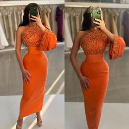 Выпускной выпуск Sexy Orange Plord Sequints Top One Plouds Официальные вечерние платья элегантные платья для вечеринок для специальных ocns лодыжка